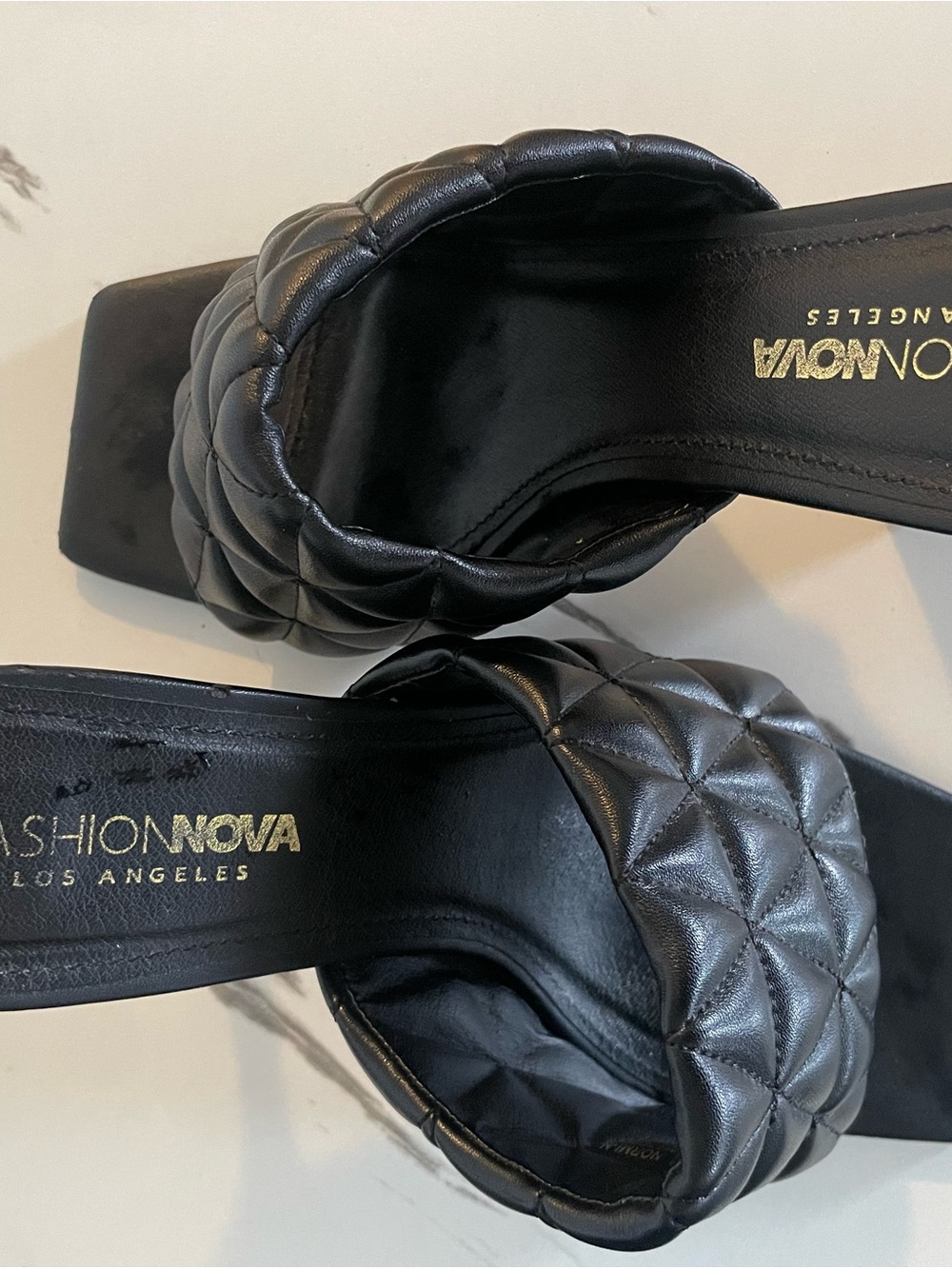 Fashion Nova Black Quilted Braided Slide Mules